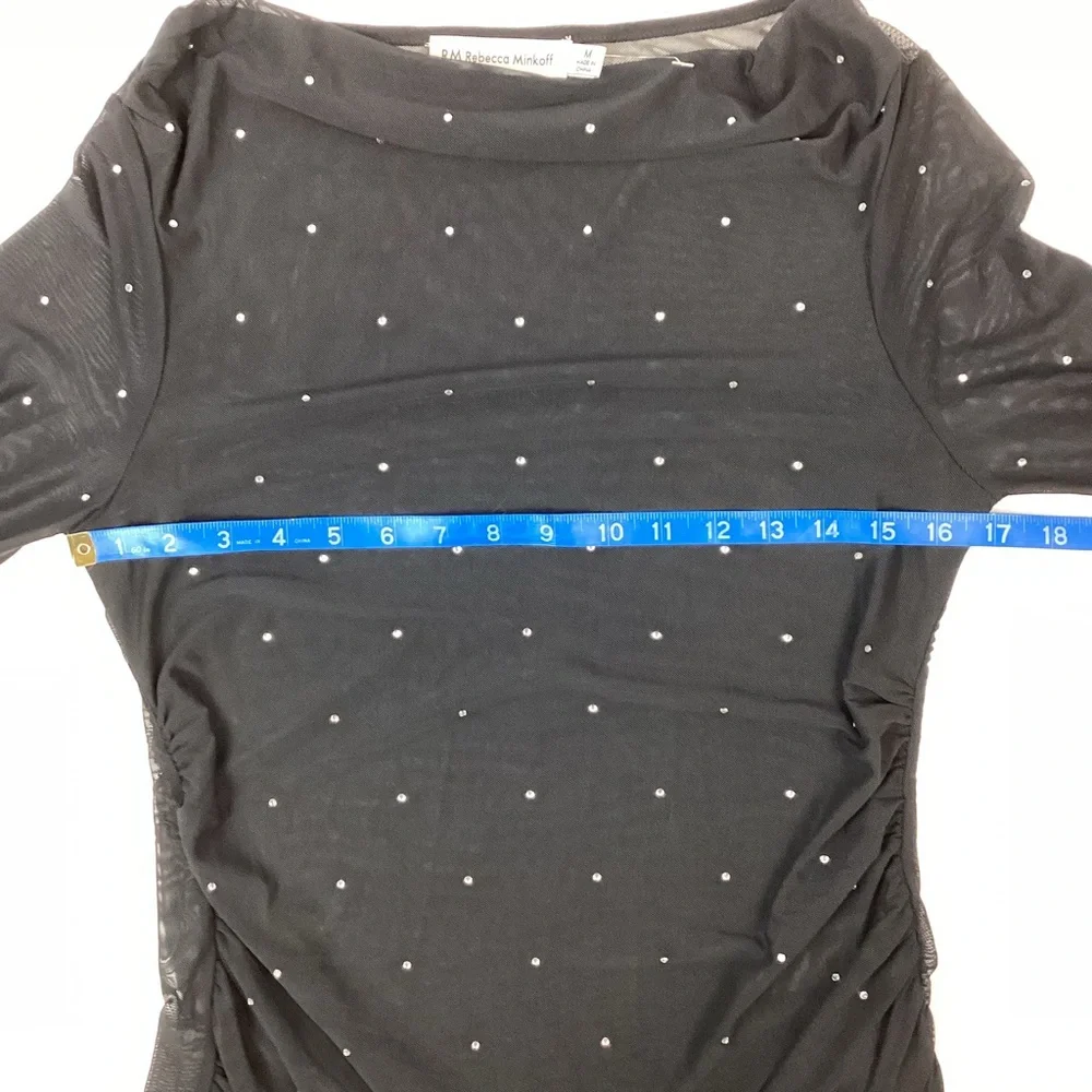 NWOT Rebecca Minkoff Black Sheer Gemstone Top | Medium